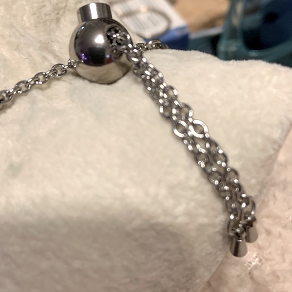 Fitbit Ulta Wrist Band. Silver Tone With Ball Closure and Hanging Tassels. - Picture 3 of 3